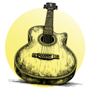 guitar-grafic-yellow-round Grafik einer Gitarre mit gelbem Hintergrund
