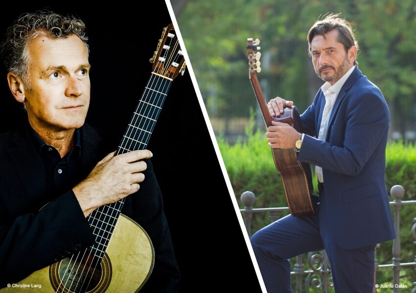 Wiedemann-Gallardo-del-Rey-lineup Augustin Wiedemann und José María Gallardo del Rey mit Gitarren